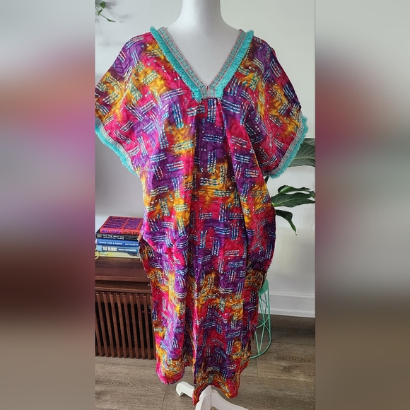 Cotton Oversize Kaftan, Slip on, Cover up - Picture 11 of 12